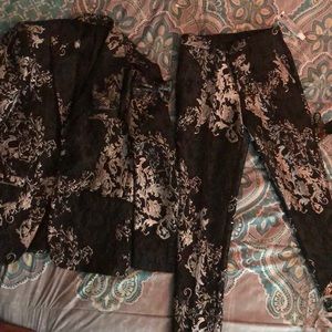 Black/Grey embroidered Stacy Adams suit